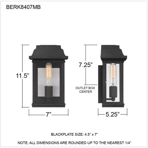 Berkley 1 Light 12 inch Mottled Black Outdoor Wall Lantern