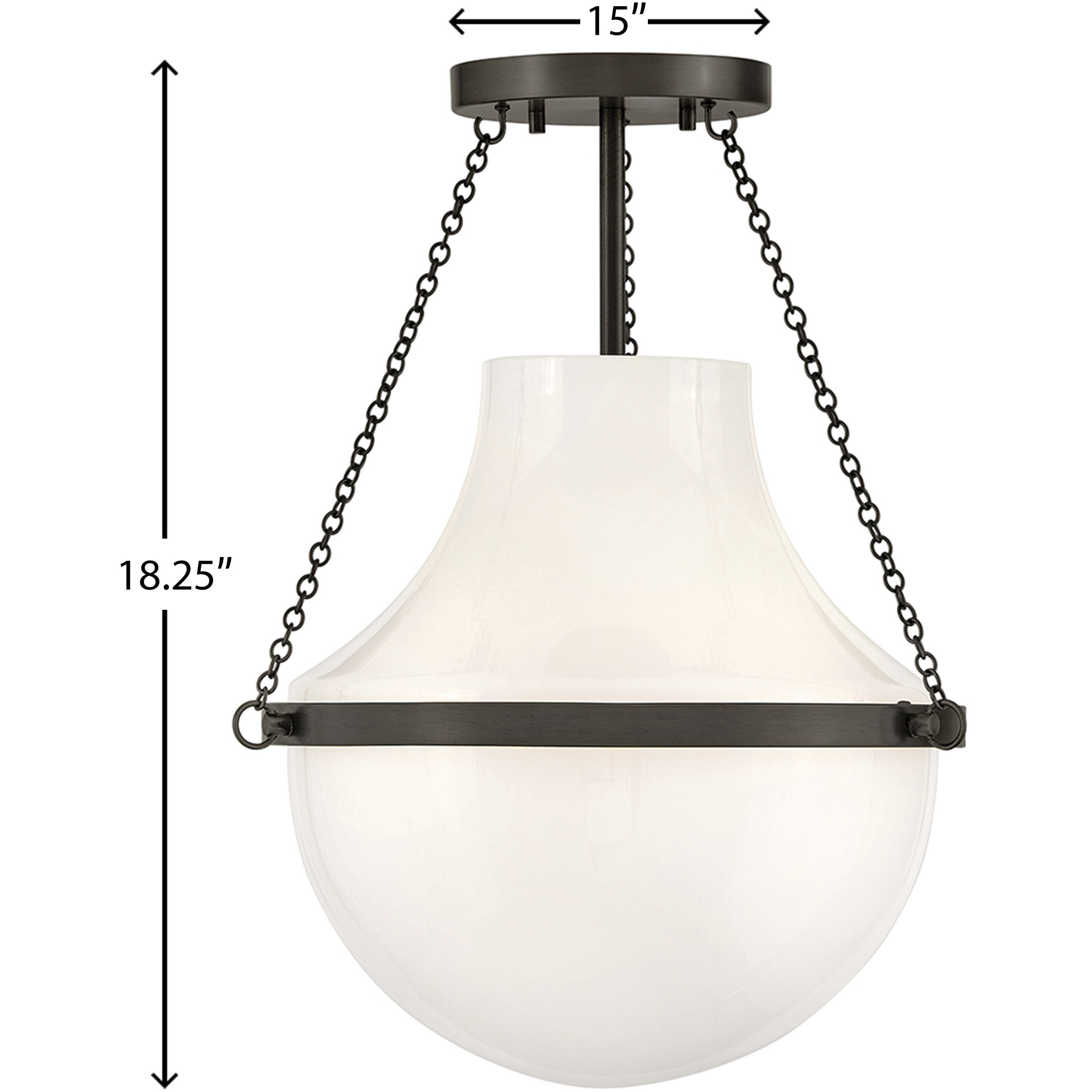 Collins 1 Light 15 inch Black Oxide Semi-Flush Mount Ceiling Light, Medium