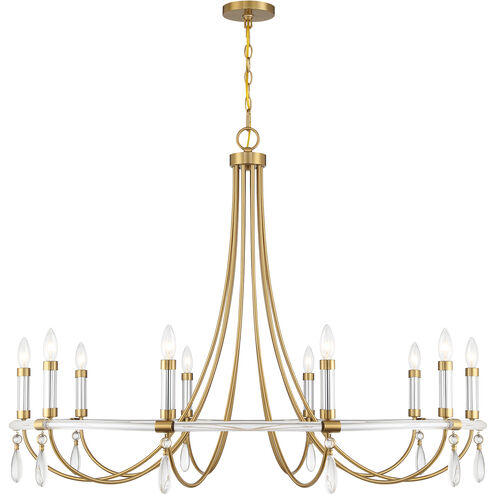 Mayfair 10 Light 45 inch Warm Brass with Chrome Accents Chandelier Ceiling Light