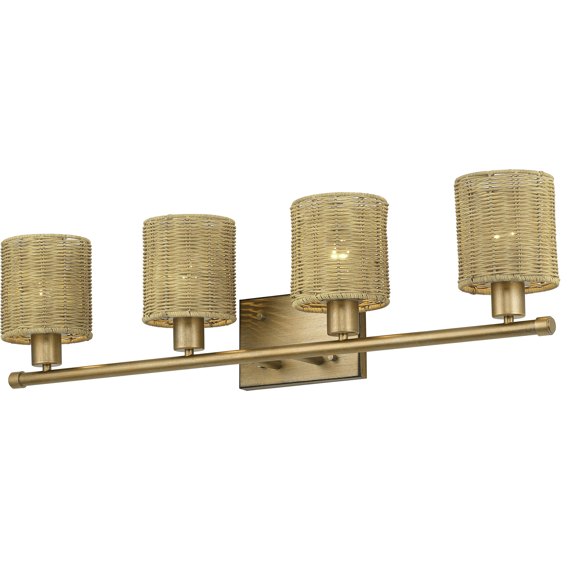 Weavington 4 Light 35.5 inch Antique Gold Leaf Vanity Wall Sconce Wall Light