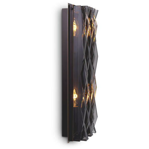Nuvola Wall Lamp Wall Light in Bronze Highlight, Smoke Glass, Large
