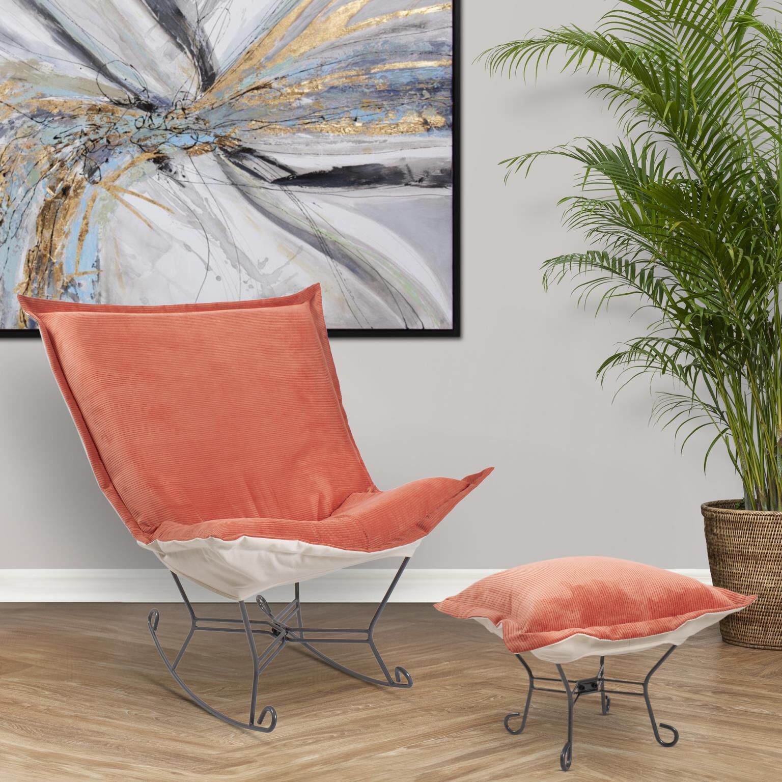 Pana 40 inch Terracotta Puff Rocker Ottoman