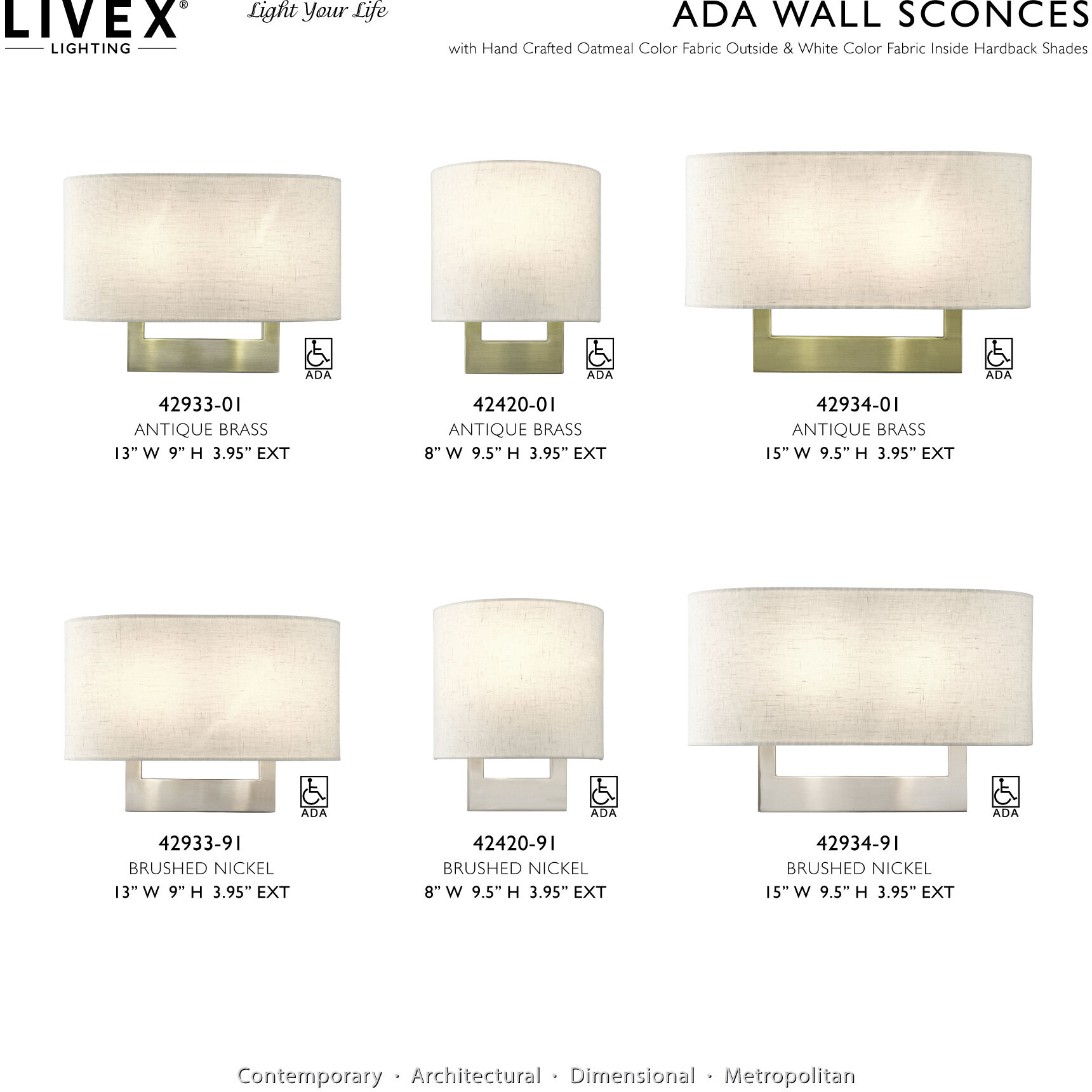 Allison 2 Light 15 inch Brushed Nickel ADA Wall Sconce Wall Light, Large