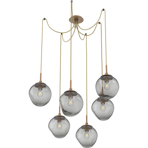 Aster 6 Light 18.7 inch Novel Brass Swag Multi-Pendant Ceiling Light in Smoke
