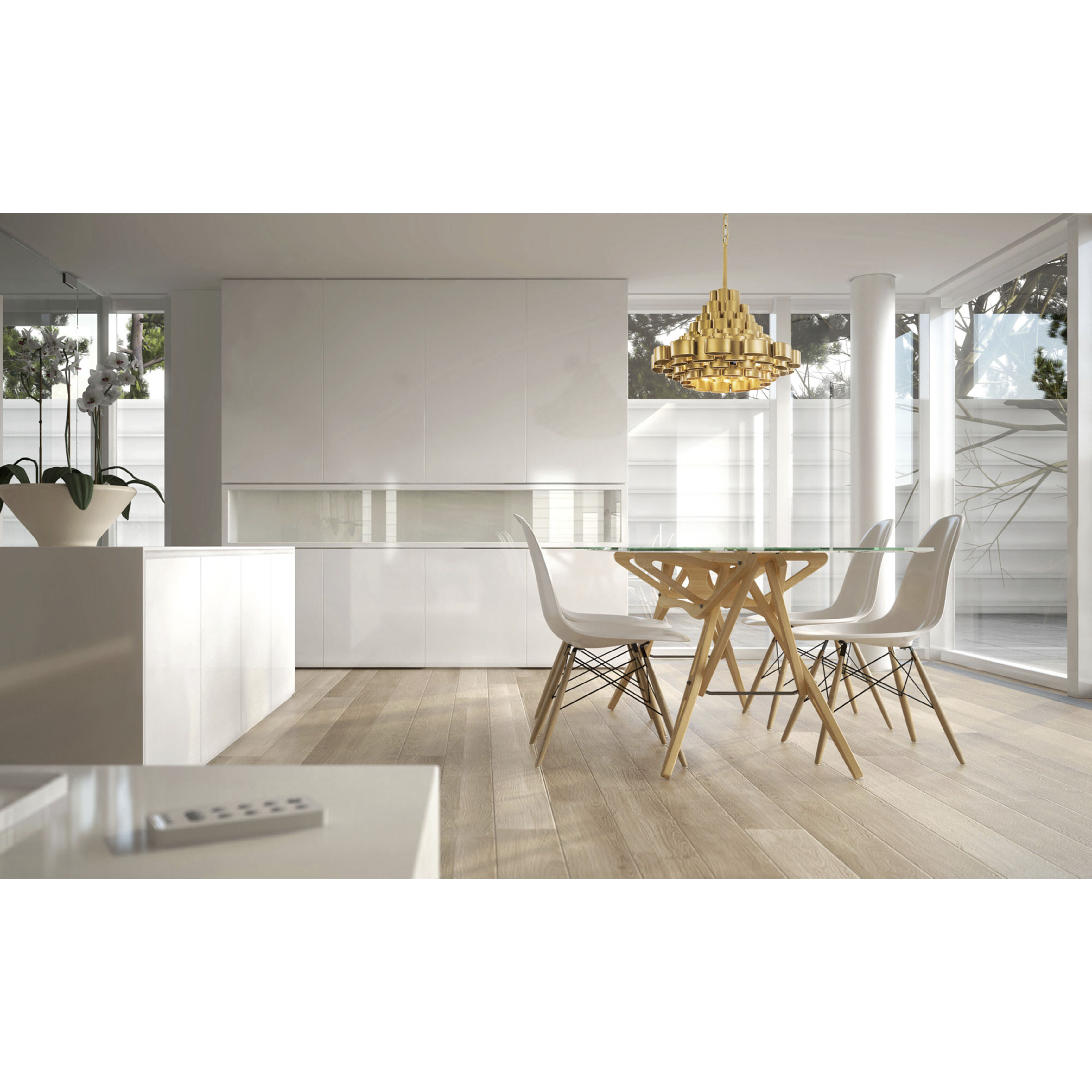 Totally Tubular 4 Light 19 inch Antique Gold and Carbon Black Pendant Ceiling Light