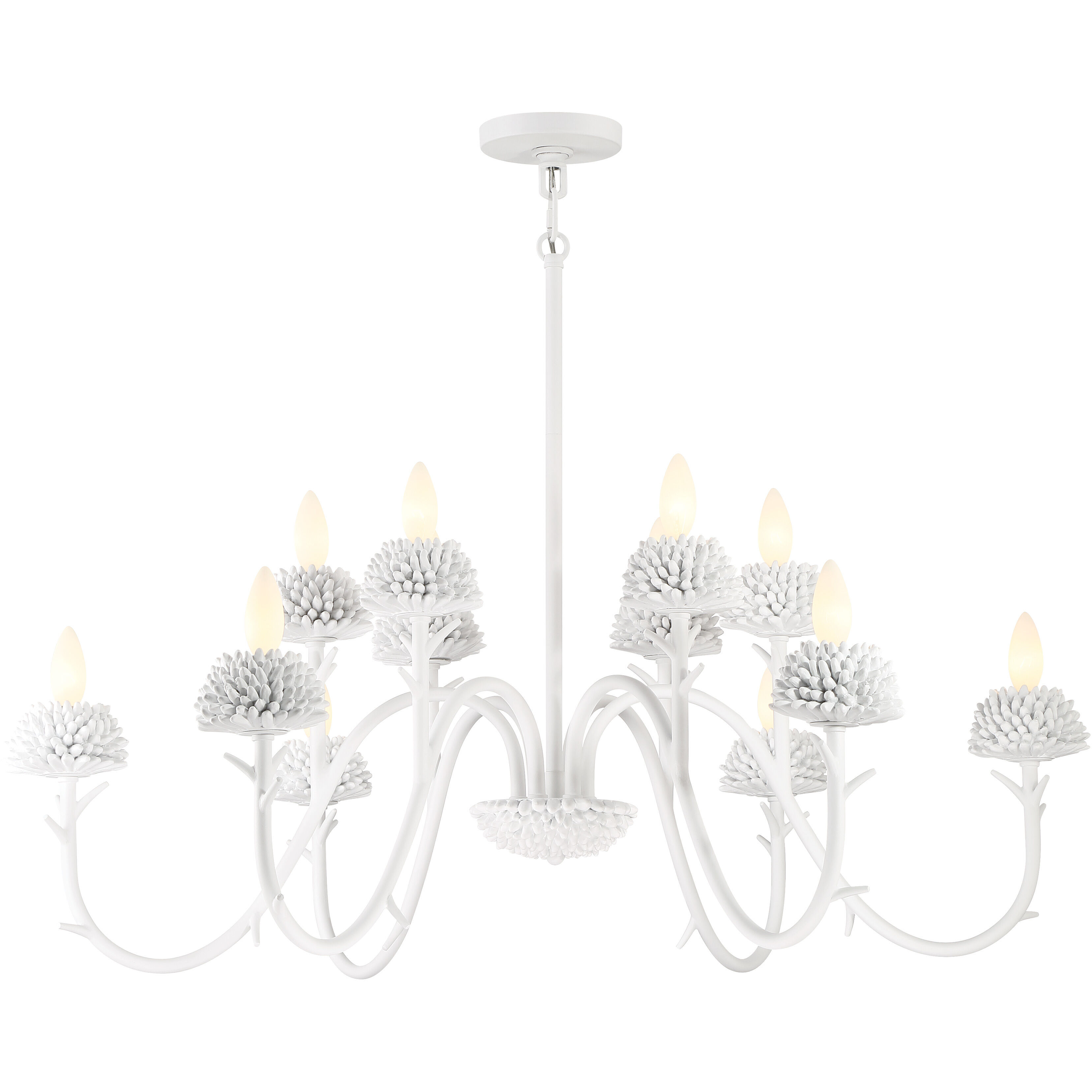 North Fork 12 Light 38 inch Sand White Chandelier Ceiling Light, Two Tier