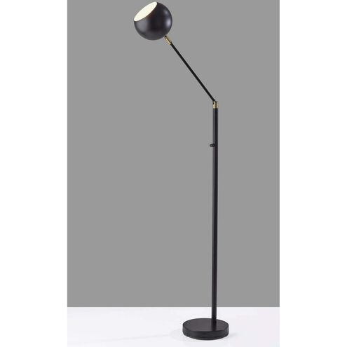 Ashbury 46 inch 60.00 watt Black with Antique Brass Accents Floor Lamp Portable Light, Simplee Adesso 