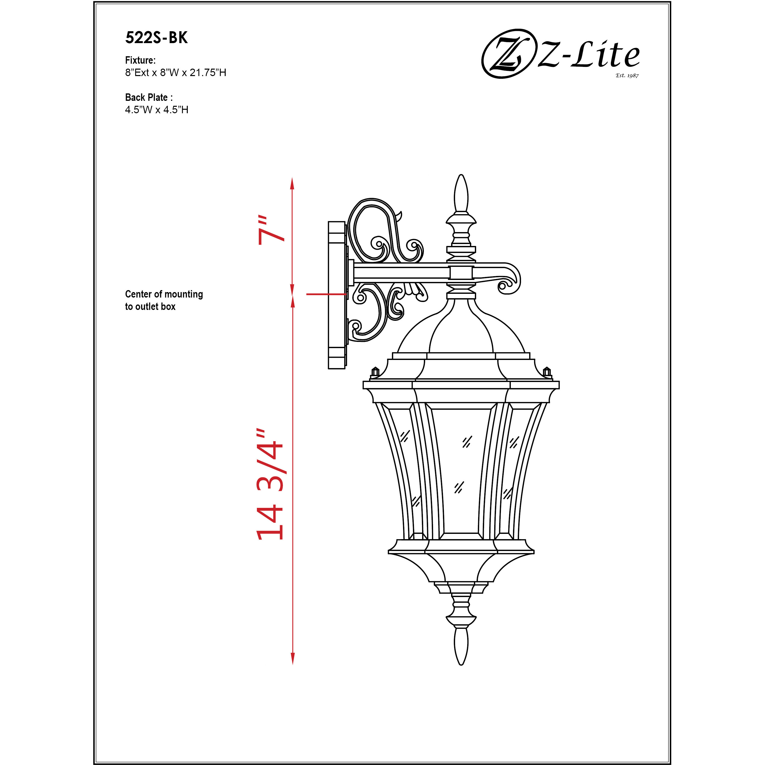 Wakefield 1 Light 21.75 inch Black Outdoor Wall Light