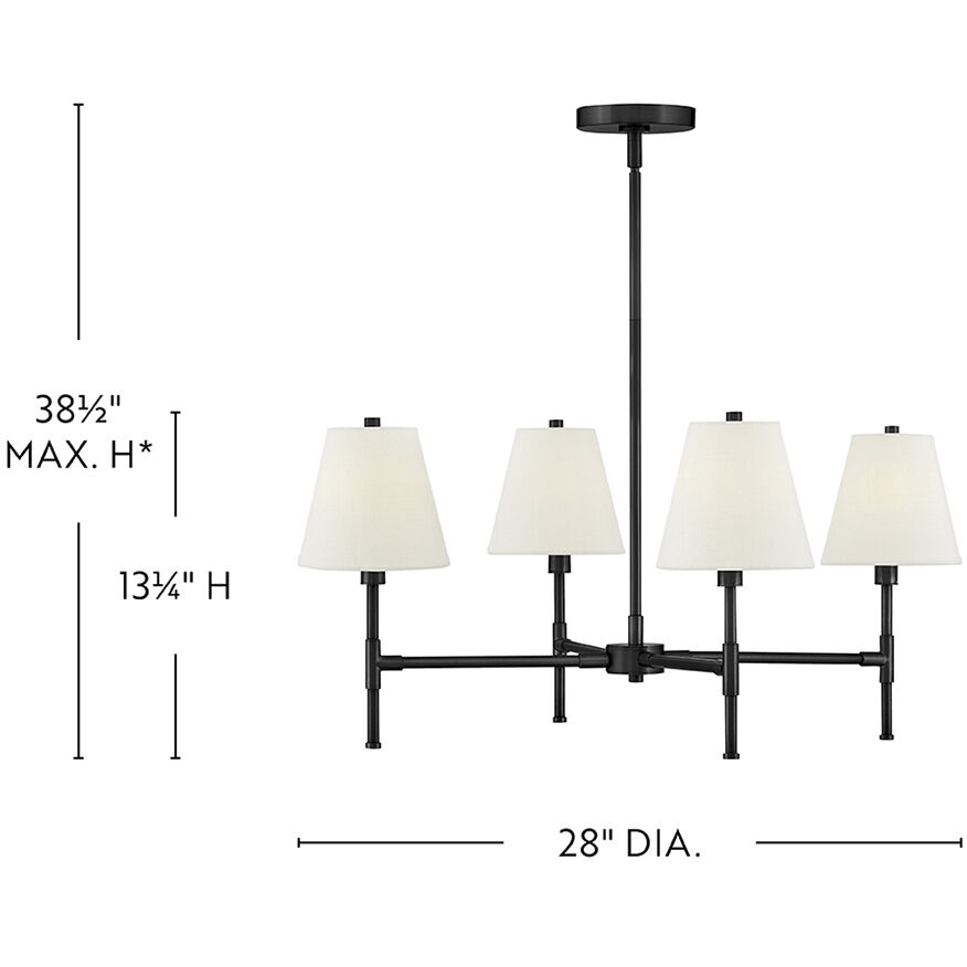 Beale 4 Light 28 inch Black Chandelier Ceiling Light