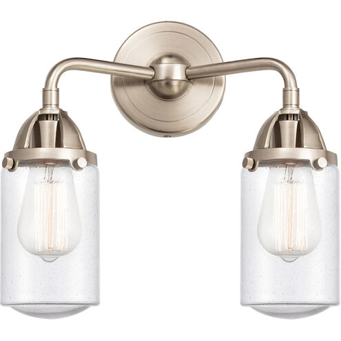 Nouveau 2 Dover LED 13 inch Brushed Satin Nickel Bath Vanity Light Wall Light in Seedy Glass