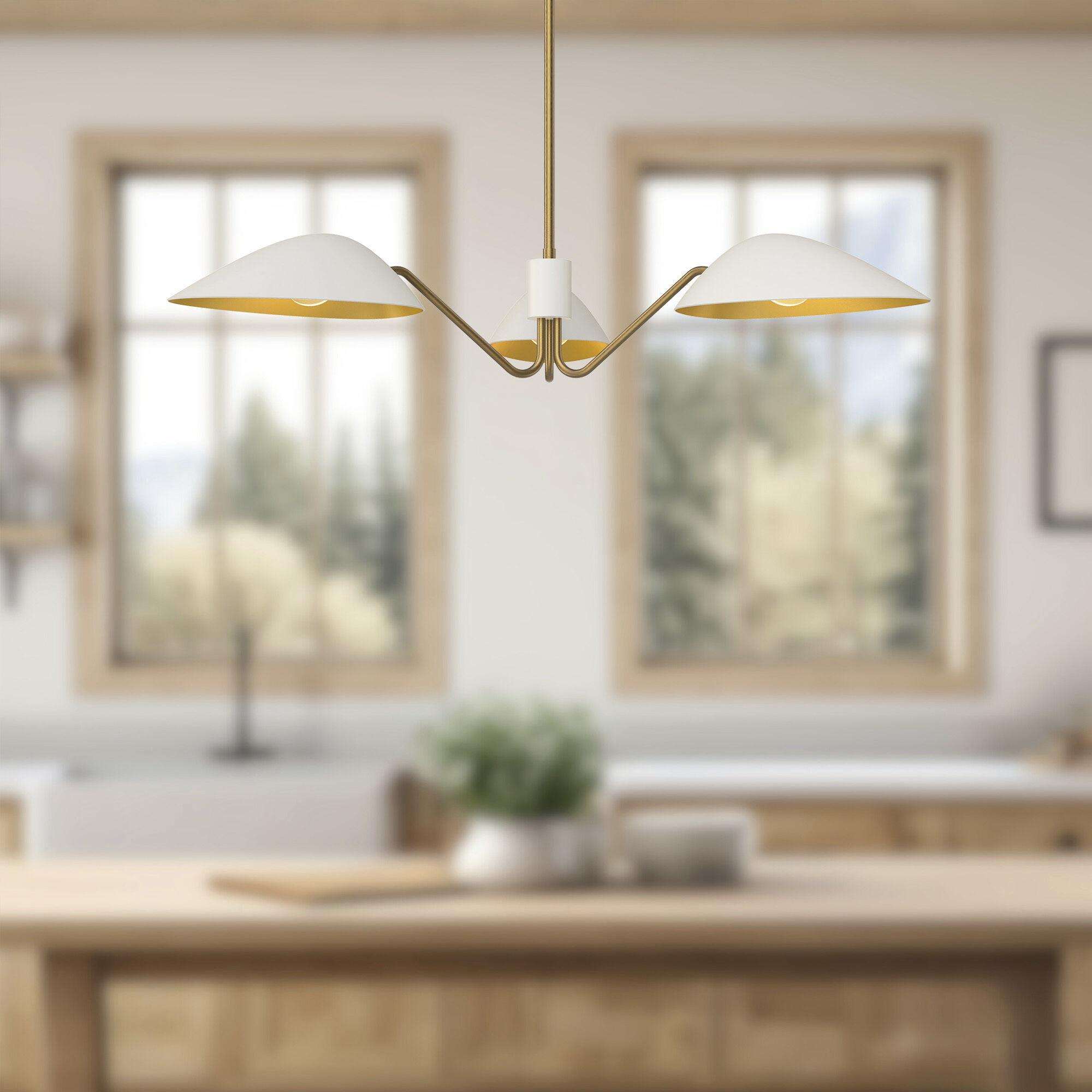 Alora Mood Oscar Pendant Ceiling Light in Aged Gold and White