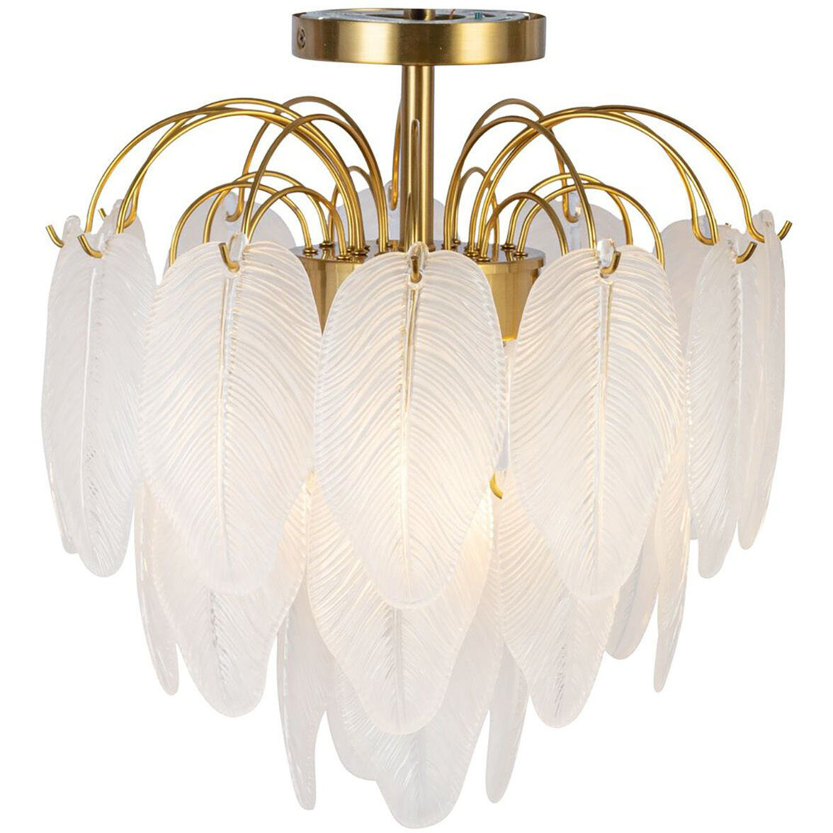 Alessia 4 Light 13.6 inch Brushed Brass and White Semi-Flush Mount Ceiling Light