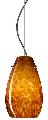 Pera 1 Light Bronze Pendant Ceiling Light in Amber Cloud Glass, Incandescent