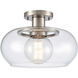 Clement 1 Light 13 inch Antique Nickel Semi Flush Mount Ceiling Light