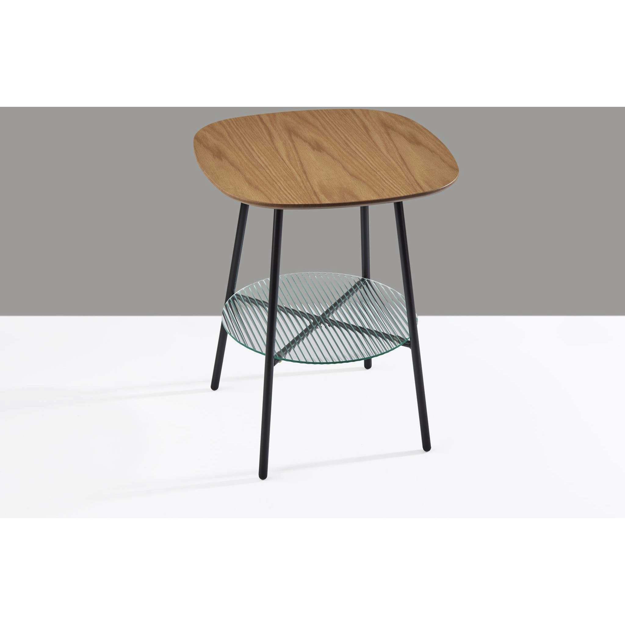 Diane 21.75 X 17.63 inch Natural Wood and Black Accent Table