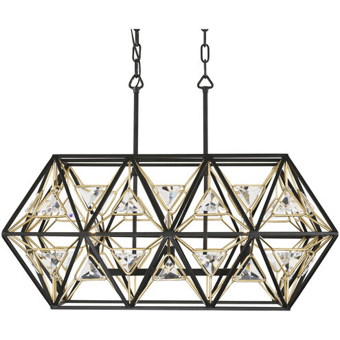 Marcia 3 Light 28 inch Matte Black/French Gold Linear Pendant Ceiling Light