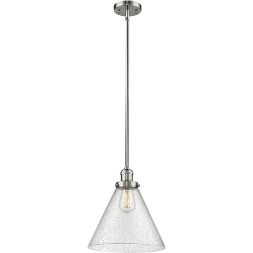 Franklin Restoration Cone 1 Light 12 inch Polished Nickel Mini Pendant Ceiling Light in Incandescent, Seedy, Franklin Restoration
