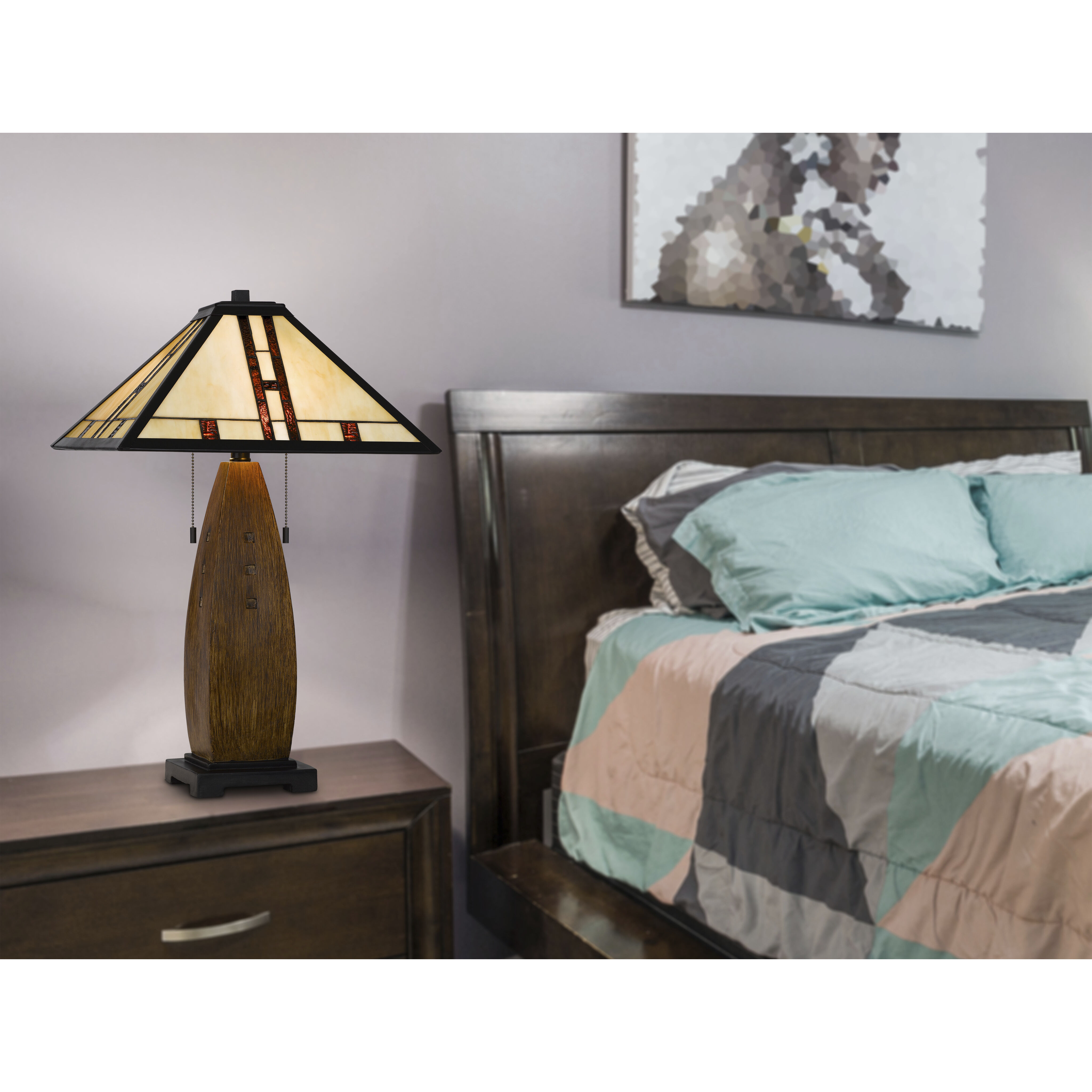 3106 Tiffany 26 inch 60.00 watt Oak Table Lamp Portable Light