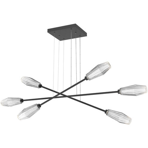 Aalto LED Matte Black Linear Multi-Pendant Ceiling Light in Clear, 2700K LED, Triple Moda
