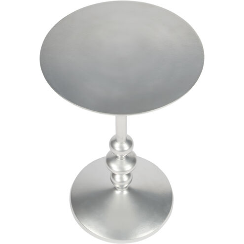 Zora Silver Iron Pedestal Side Table in Silver