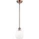 Ballston Belfast LED 6 inch Antique Copper Pendant Ceiling Light in Matte White Glass, Ballston