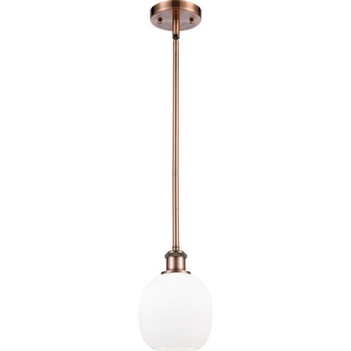 Ballston Belfast LED 6 inch Antique Copper Pendant Ceiling Light in Matte White Glass, Ballston