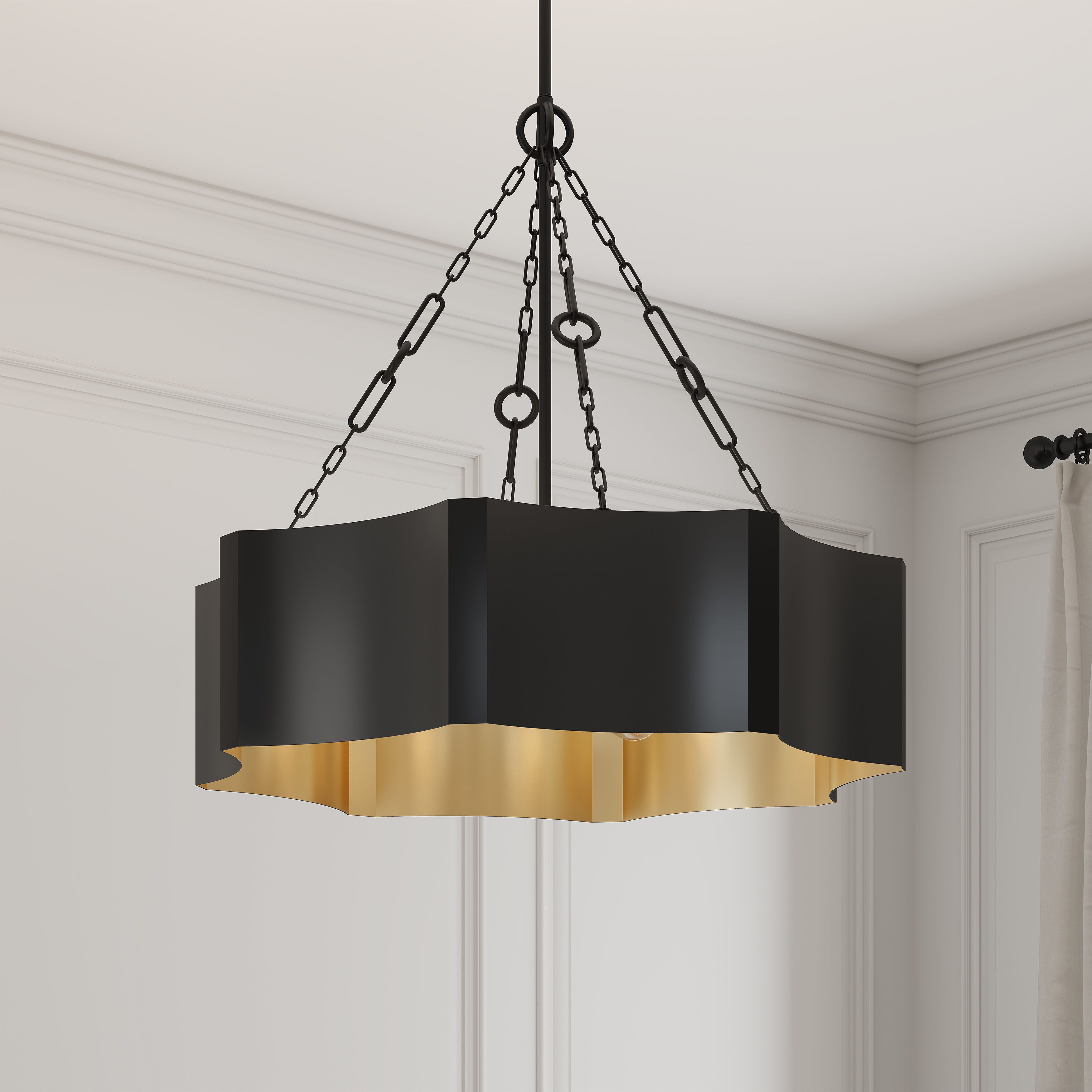 Ottavio 5 Light 28 inch Matte Black and Vintage Brass Pendant Ceiling Light