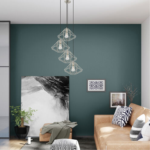 Geometric 1 Light 14 inch Brushed Nickel Mini Pendant Ceiling Light