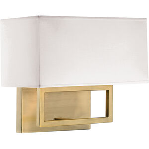 Contemporary 2 Light 12 inch Natural Brass Wall Sconce Wall Light