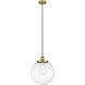 Beacon 1 Light 13.75 inch Brushed Brass Mini Pendant Ceiling Light in Clear Glass