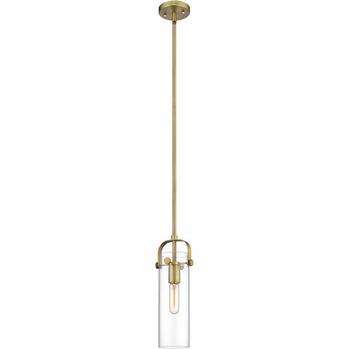 Pilaster II Cylinder 1 Light 5 inch Brushed Brass Pendant Ceiling Light in Clear Glass