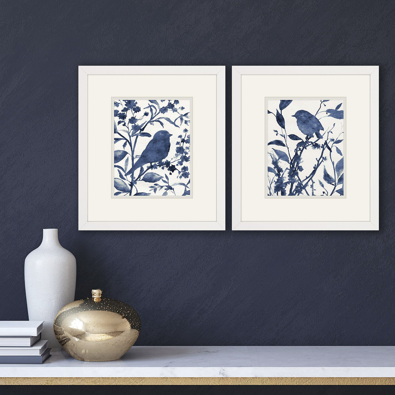 Bluebird Silhouette Blue and Neutral Framed Art, Propac