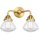 Nouveau 2 Olean LED 15 inch Satin Gold Bath Vanity Light Wall Light in Clear Glass