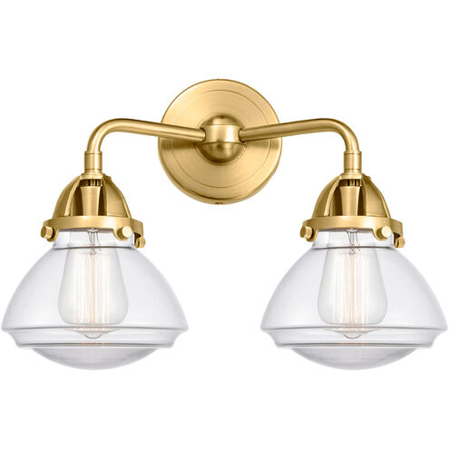 Nouveau 2 Olean LED 15 inch Satin Gold Bath Vanity Light Wall Light in Clear Glass