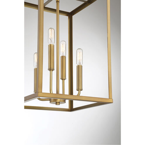Traditional 4 Light 12 inch Natural Brass Pendant Ceiling Light