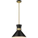 Soriano 1 Light 13.25 inch Matte Black and Heritage Brass Pendant Ceiling Light