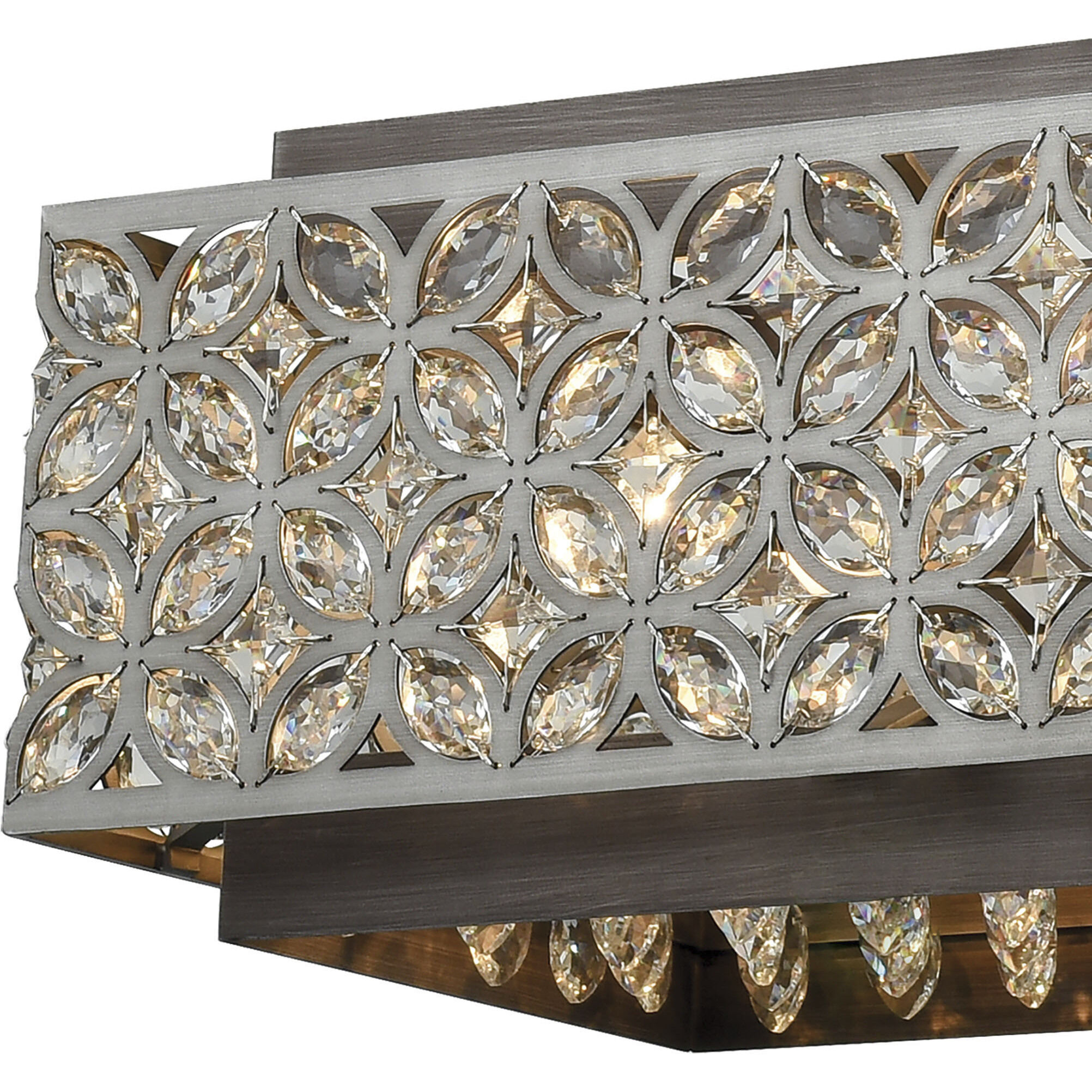 Rosslyn 8 Light 40 inch Weathered Zinc Linear Chandelier Ceiling Light