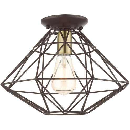 Geometric 1 Light 14 inch Bronze Flush Mount Ceiling Light