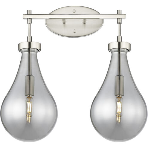 Downtown Urban Owego 2 Light 18 inch Satin Nickel Bath Vanity Light Wall Light in Light Smoke Glass