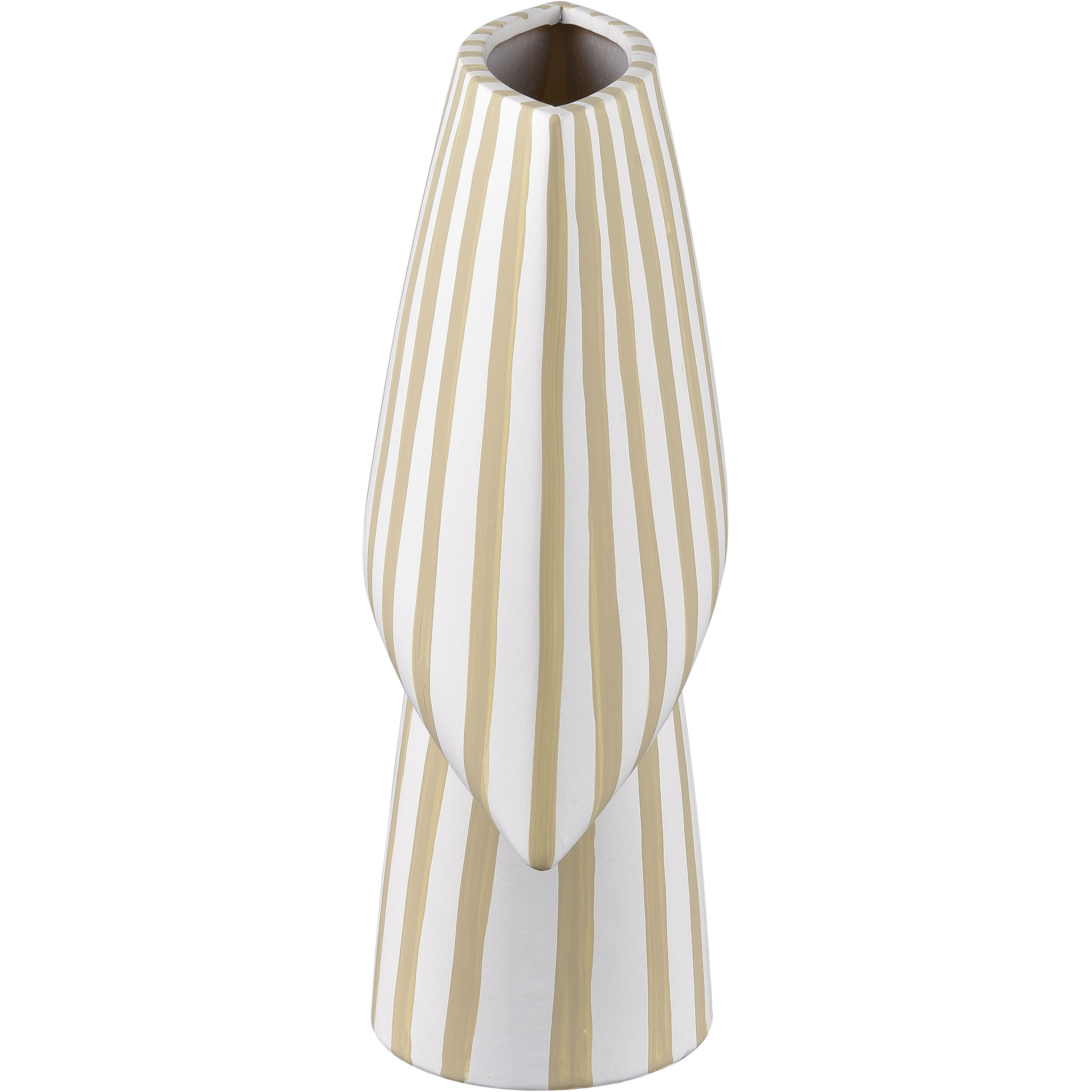 Hawking 12 X 9 inch Vase in White with Beige