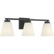 Strayhan 3 Light 22 inch Matte Black Bathroom Vanity Light Wall Light