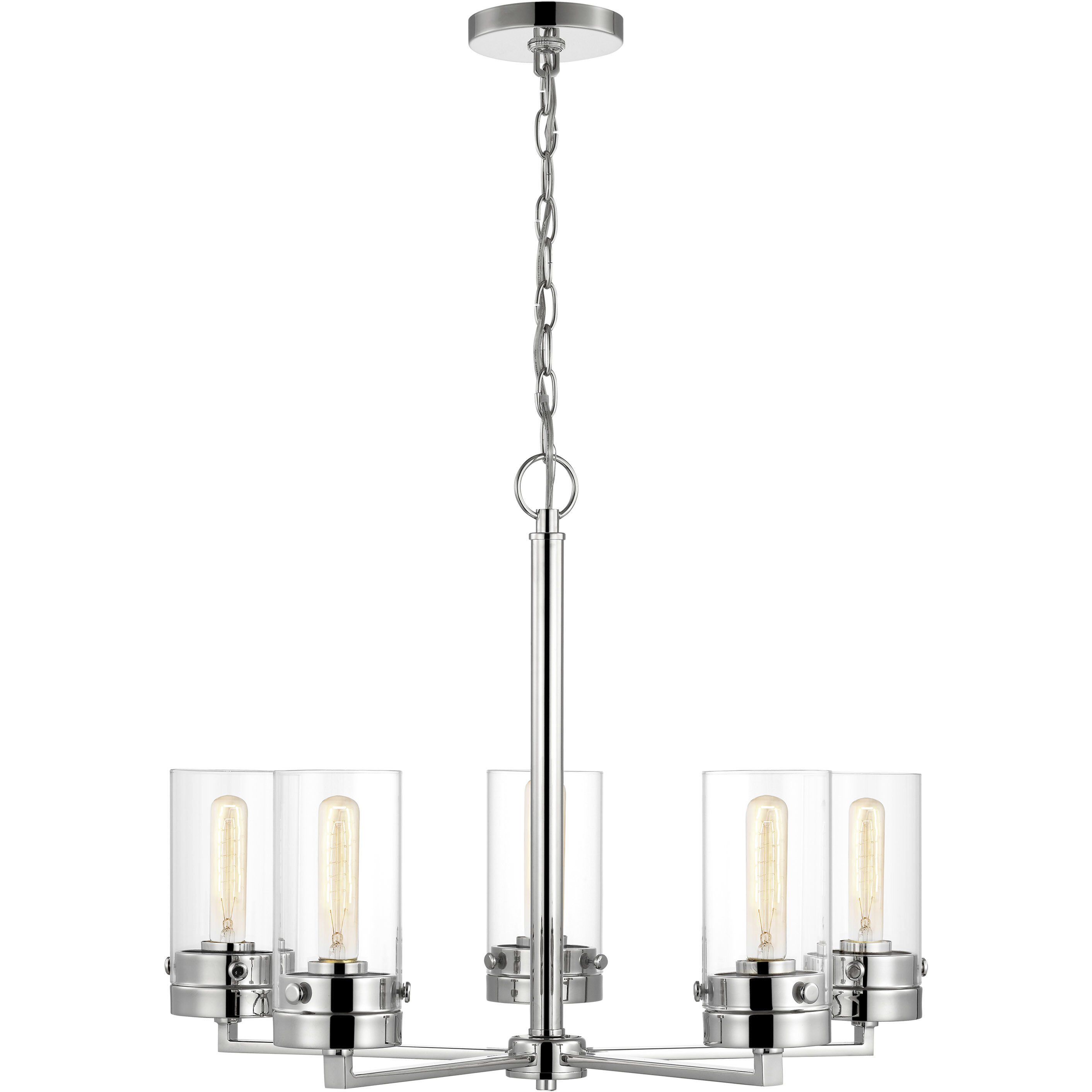 Intersection 5 Light 24 inch Polished Nickel Chandelier Ceiling Light