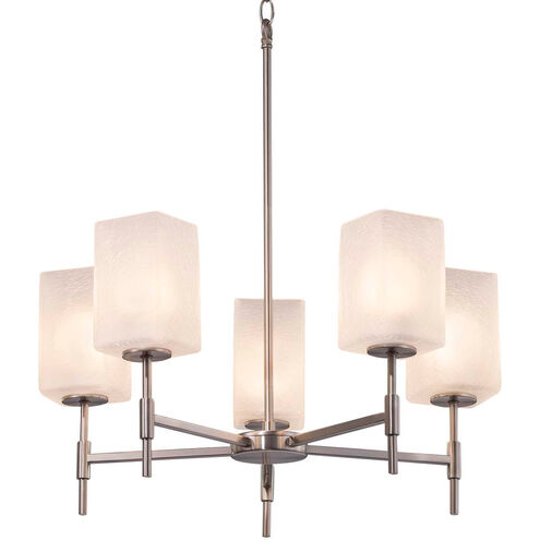 Fusion LED 24 inch Brushed Nickel Chandelier Ceiling Light in 3500 Lm LED, Square with Flat Rim, Frosted Crackle