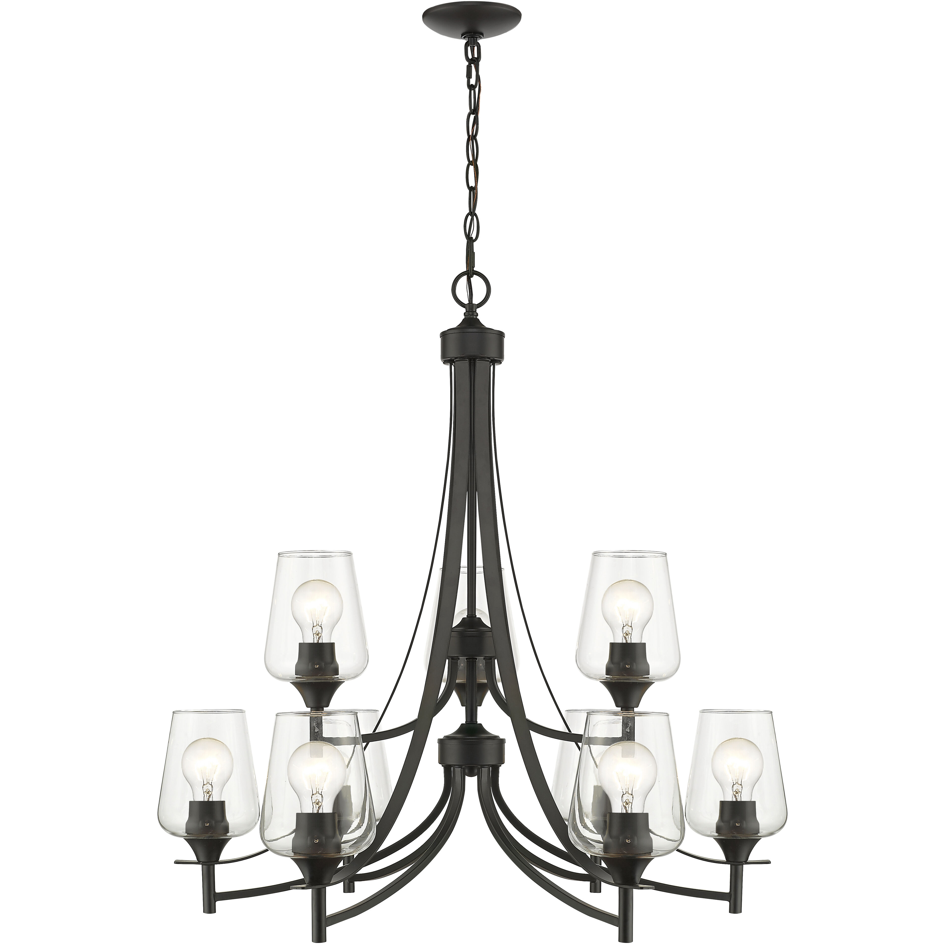 Joliet 9 Light 31 inch Matte Black Chandelier Ceiling Light