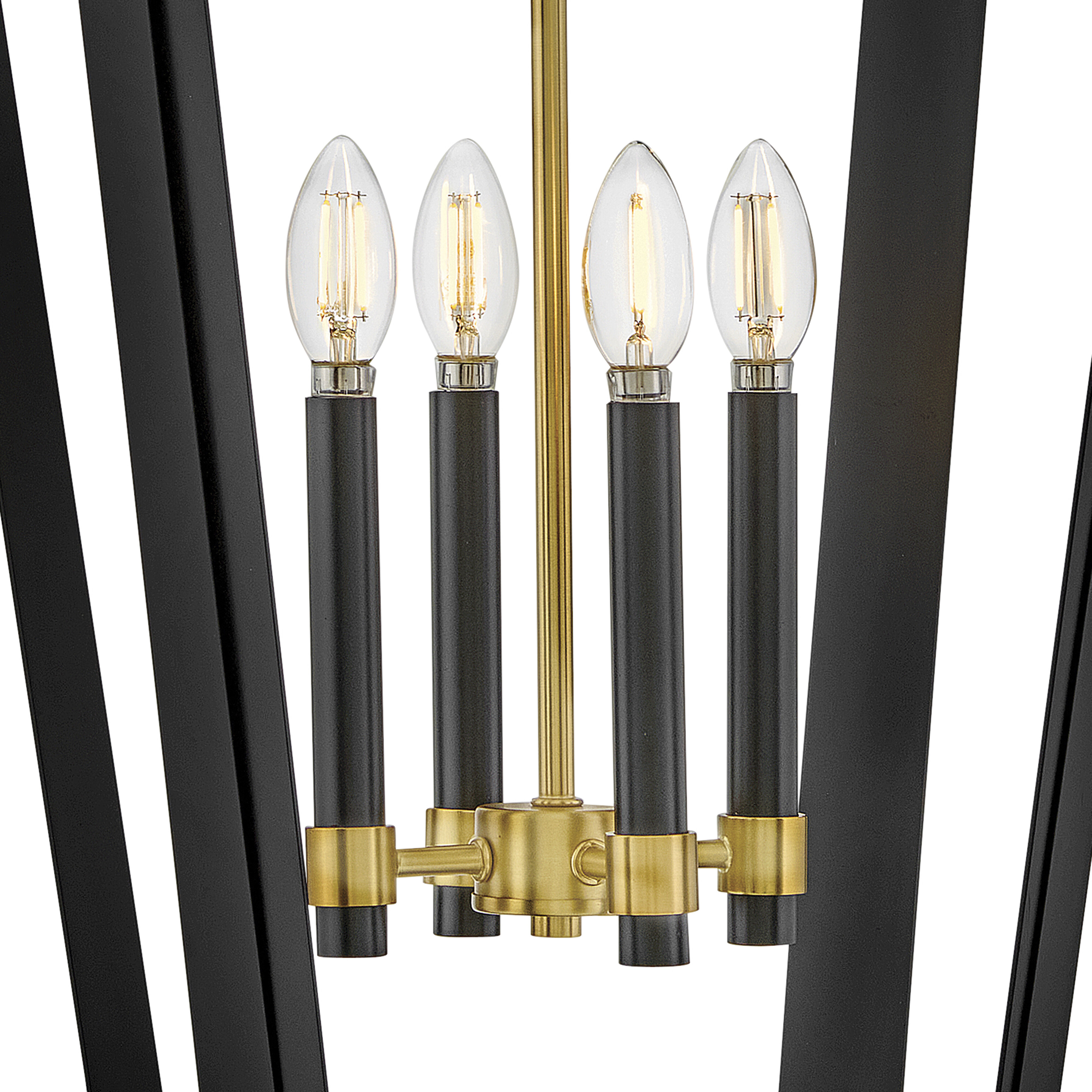 Sammi 4 Light 17 inch Black with Lacquered Brass Pendant Ceiling Light