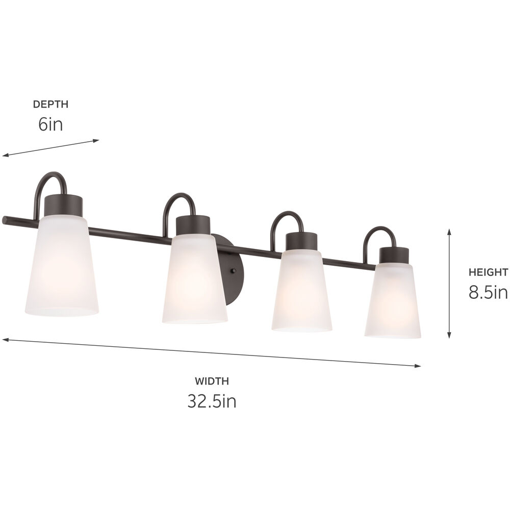 Erma 4 Light 32.5 inch Olde Bronze Bath Vanity Light Wall Light, 4 Arm