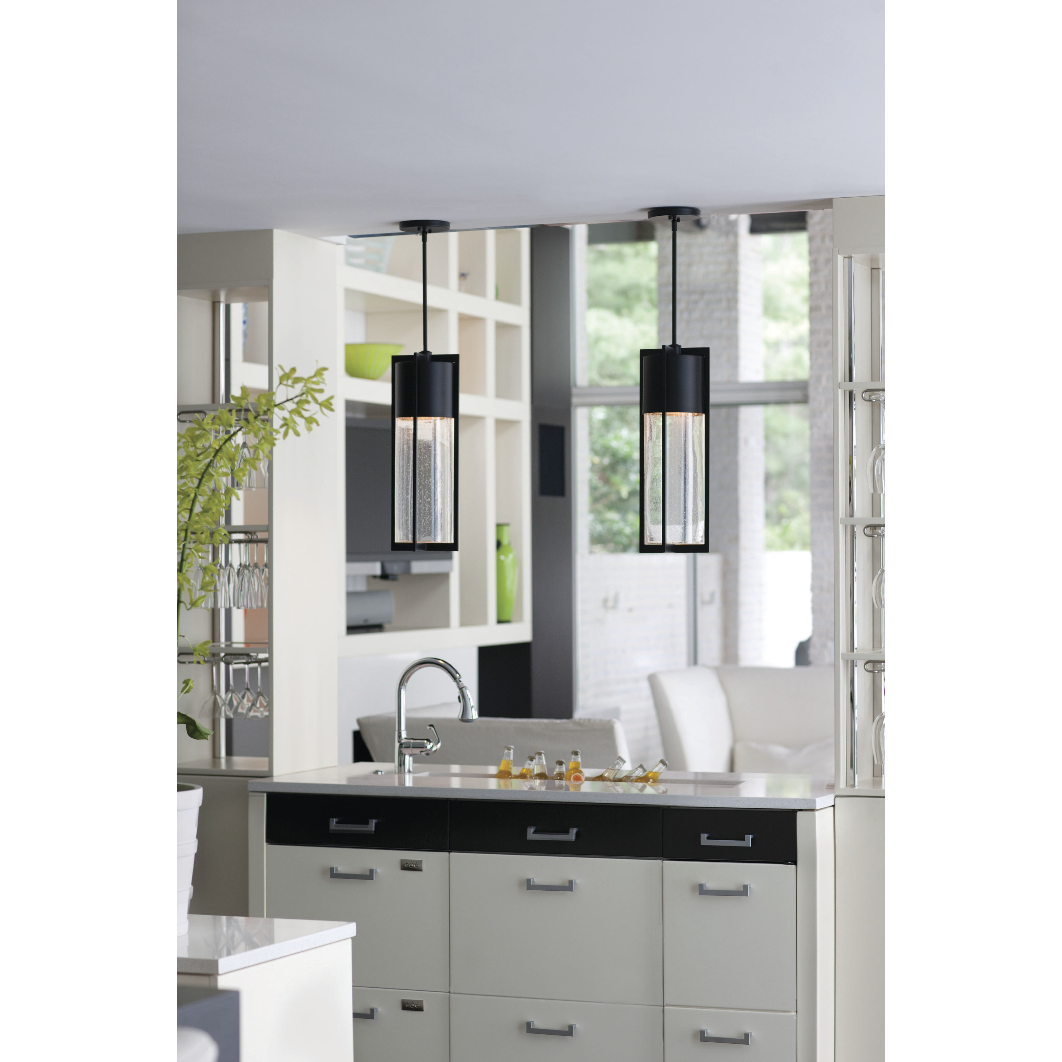 Shelter LED 6.25 inch Black Outdoor Hanging Lantern