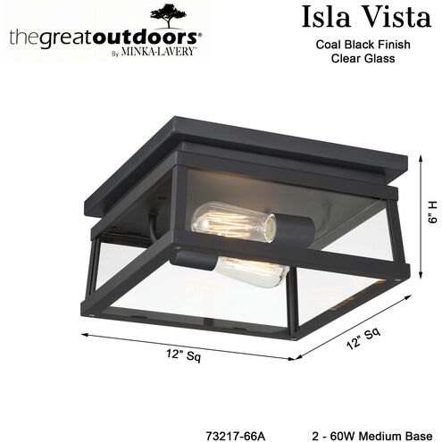 Great Outdoors Isla Vista 2 Light 12 inch Coal Outdoor Flush Mount