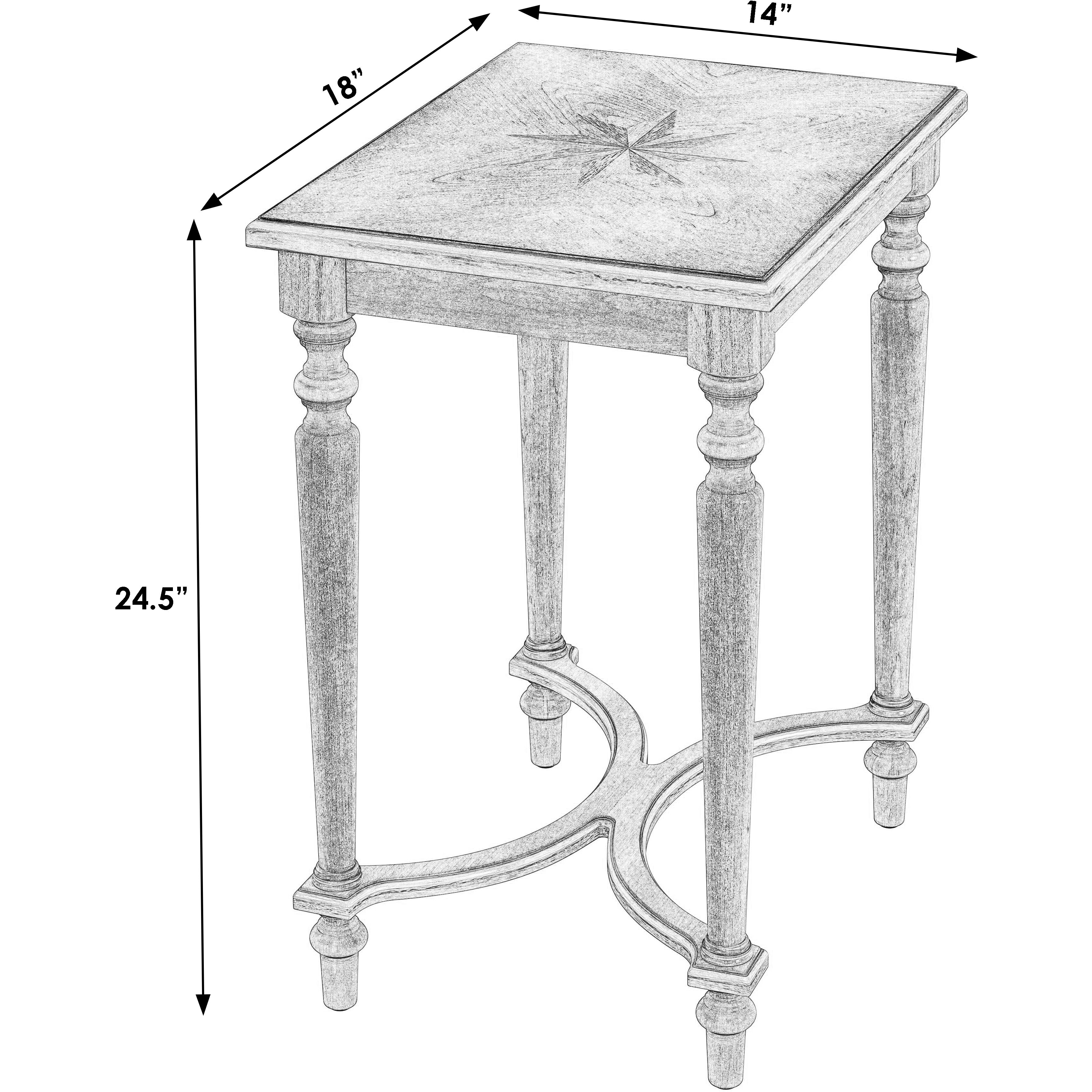 Tyler Solid Wood Inlay Side Table in Beige