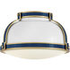 Barton 2 Light 14.25 inch Gloss White with Lacquered Brass and Vivid Navy Flush Mount Ceiling Light